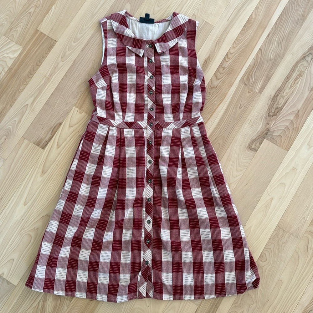 ModCloth Red Plaid Fit Flare Dress with Pockets! 10